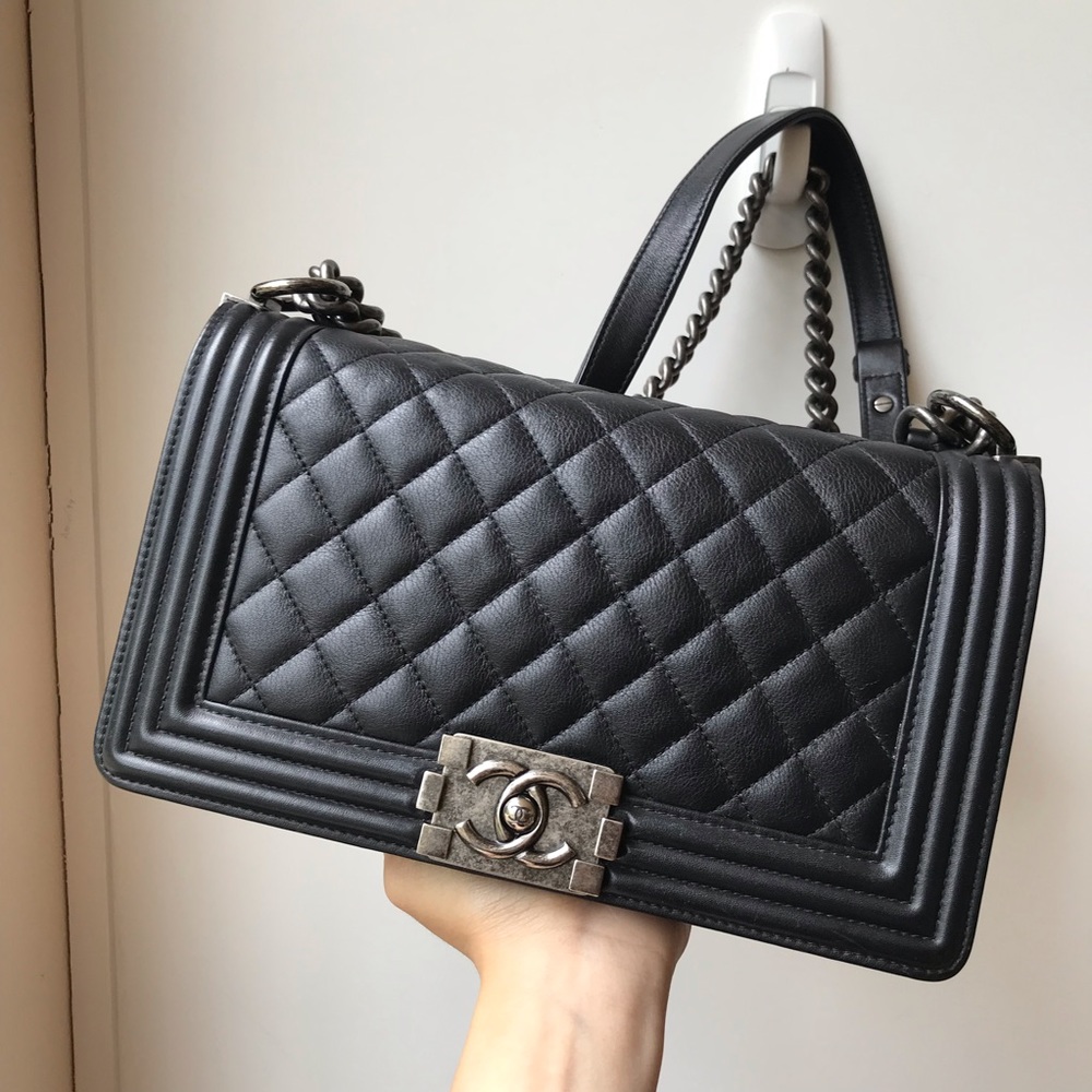 Chanel old medium boy leboy calfskin